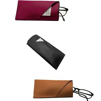 PACK of 6 BRIGHTON BLACK, RUBBER and SCARLETT leather glasses cases.