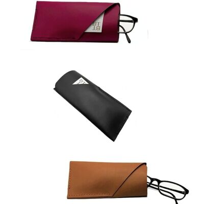 PACK of 6 BRIGHTON BLACK, RUBBER and SCARLETT leather glasses cases.