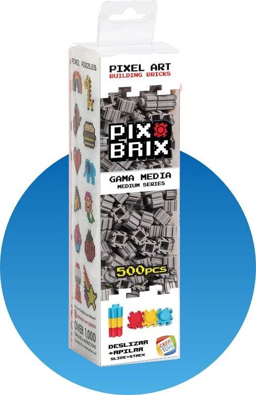 PIX BRIX PIXEL ART SET 500 PIEZAS GRISES GAMA MEDIA