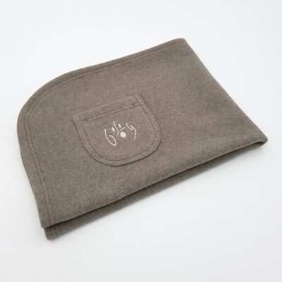 Eco dog blanket made of organic cotton with scented sachet, gray-brown size M