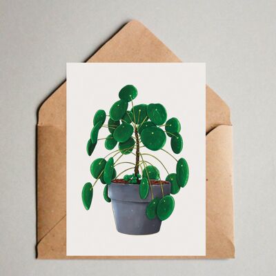 Cartolina / Stampa A6 - Pilea Peperomioides in vaso