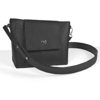 Sac bandoulière en cuir de vachette. Sac bandoulière noir. JOLI NOIR. Sac de rue pour le quotidien. 5