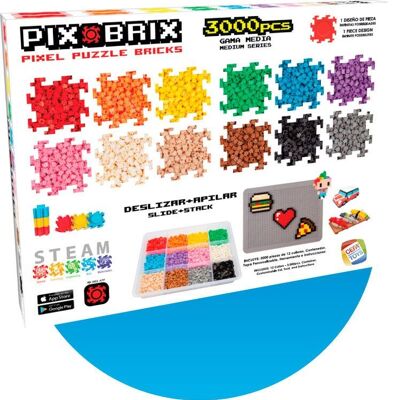 PIX BRIX PIXEL ART ENSEMBLE 3 000 PIÈCES. COULEURS ASSORTIES MOYENNE GAMME