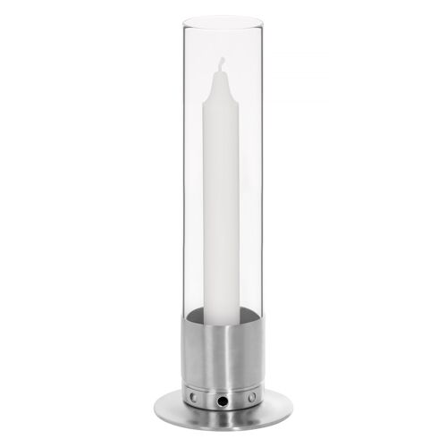 Candleholder Kattvik with storm glass - Brushed Stainless Steel