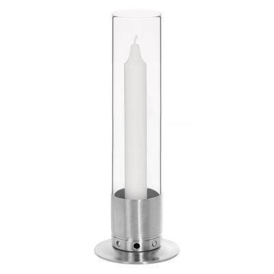 Candleholder Kattvik with storm glass - Brushed Stainless Steel