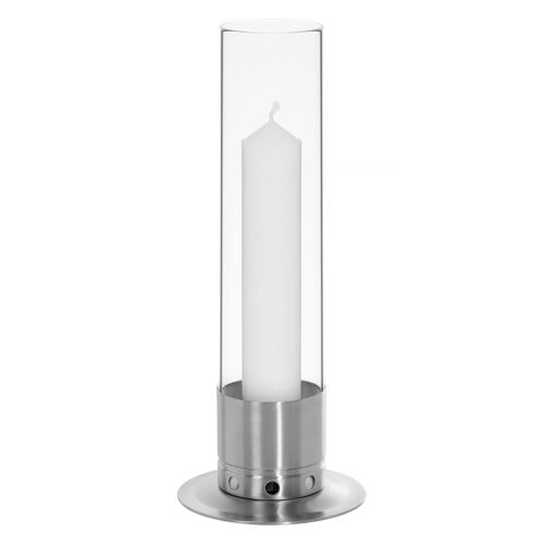 Candleholder Kattvik LARGE with storm glass - Brushed Stainless Steel