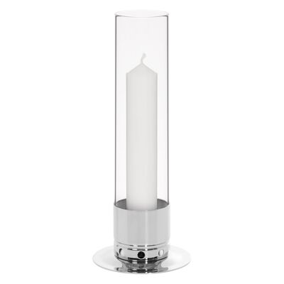 Candleholder Kattvik LARGE with storm glass - Nickelplated Brass