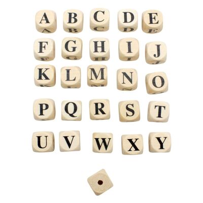 GICO PERLEN Namensperlen Holz einzeln Buchstabenwürfel A-Z -Made in EU-  5020