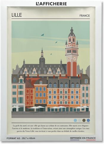 Affiche illustration ville Lille Vintage 2