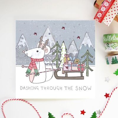 Cartolina di Natale sfrecciando nella neve Snow