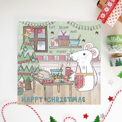 Eat Drink and Be Merry Christmas Card Merry