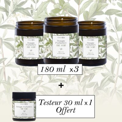 Green Tea Scented Candle - Resale 180 ml x3 + 1 Tester 30 ml Free