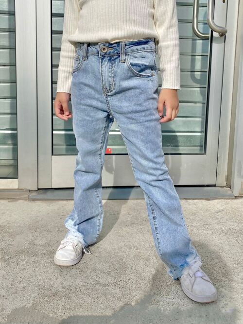 Jean flare taille haute et ajustable pour fille