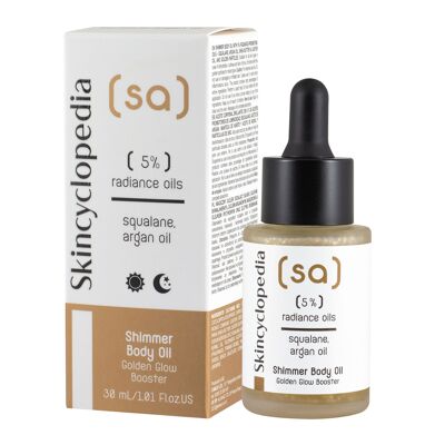 Skincyclopedia 3770094 - SHIMMER BODY OIL WITH 5% RADIANCE-PROMOTING OILS – SQUALANE, ARGAN OIL, SHEA BUTTER & CASTOR OIL, AND GOLDEN PARTICLES