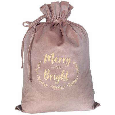 CHRISTMAS BAG NATURAL ROSE MERRY AND BRIGHT