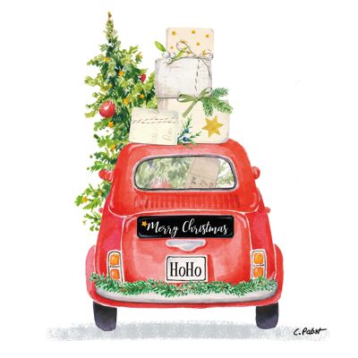 Christmas Taxi Napkin 25x25