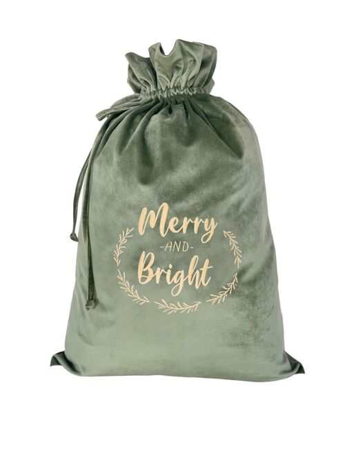 CHRISTMAS BAG FOREST GREEN MERRY AND BRIGHT