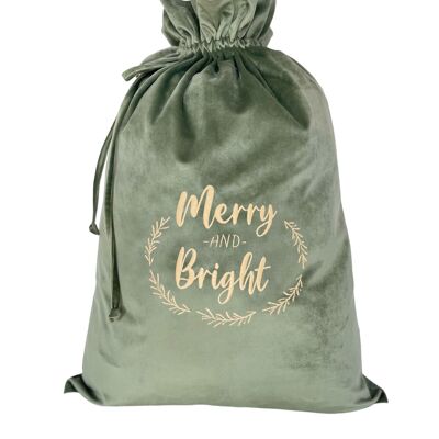 CHRISTMAS BAG FOREST GREEN MERRY AND BRIGHT