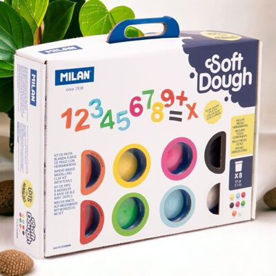 Coffret pâte à modeler souple 8 pots 59gr pâte à modeler Soft Dough avec outils et chiffres