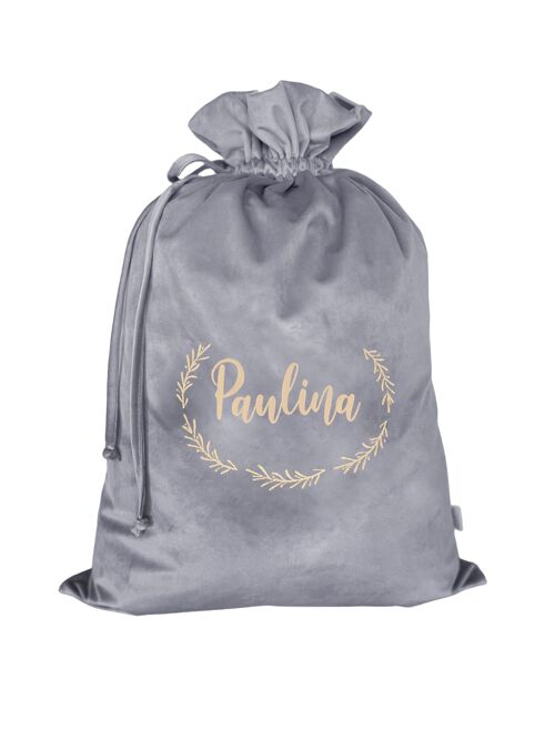CHRISTMAS BAG SILVER GREY PERSONALIZED