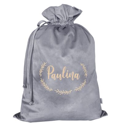 CHRISTMAS BAG SILVER GREY PERSONALIZED
