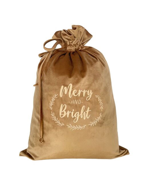 CHRISTMAS BAG GOLDEN BRONZE MERRY AND BRIGHT