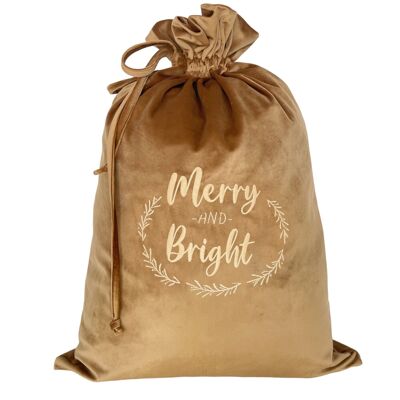 CHRISTMAS BAG GOLDEN BRONZE MERRY AND BRIGHT