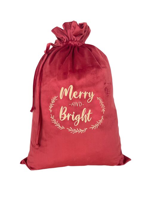 CHRISTMAS BAG CARMIN RED MERRY AND BRIGHT