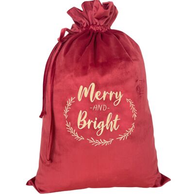 CHRISTMAS BAG CARMIN RED MERRY AND BRIGHT