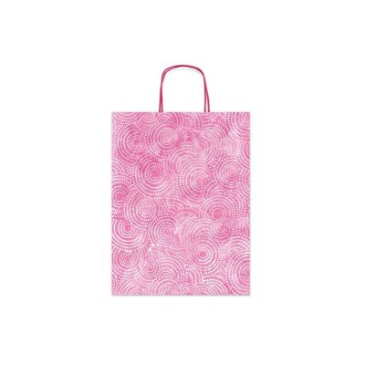 Sac d'emballage cadeau mosaïque rose (petit)