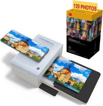 KODAK - Pack Imprimante PD460 + Cartouche et Papier pour 120 Photos - Photo Bluetooth & Docking - Format Carte Postale 10x15 cm 1