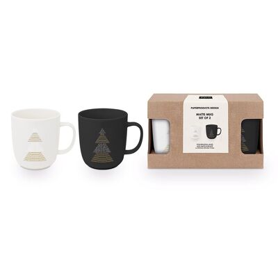 Juego de 2 tazas mate Pure Christmas en blanco y negro