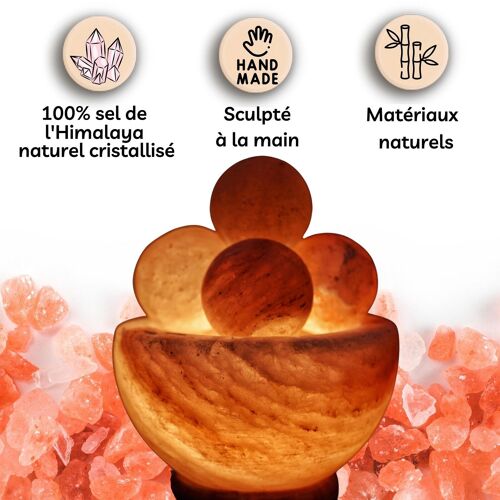 Lampe en Cristal de Sel d'Himalaya 2Kg – 4 boules de massages - Matière Naturelle - Idée Cadeau et Décoration