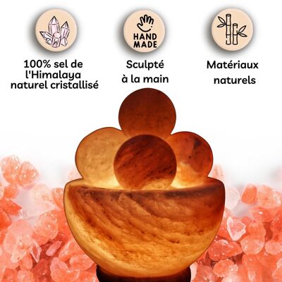 Lampe en Cristal de Sel d'Himalaya – 4 boules de massages 2Kg - Matière Naturelle - Idée Cadeau et Décoration