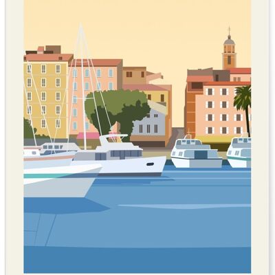 Poster vintage con illustrazione della città di Ajaccio