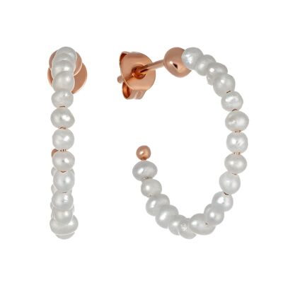 GABRIELLE Pearl Hoop Earrings Gold & Cultured Pearls