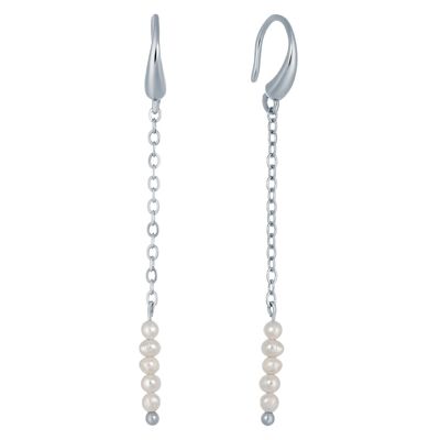 Chain earrings GABRIELLE Silver & Cultured pearls