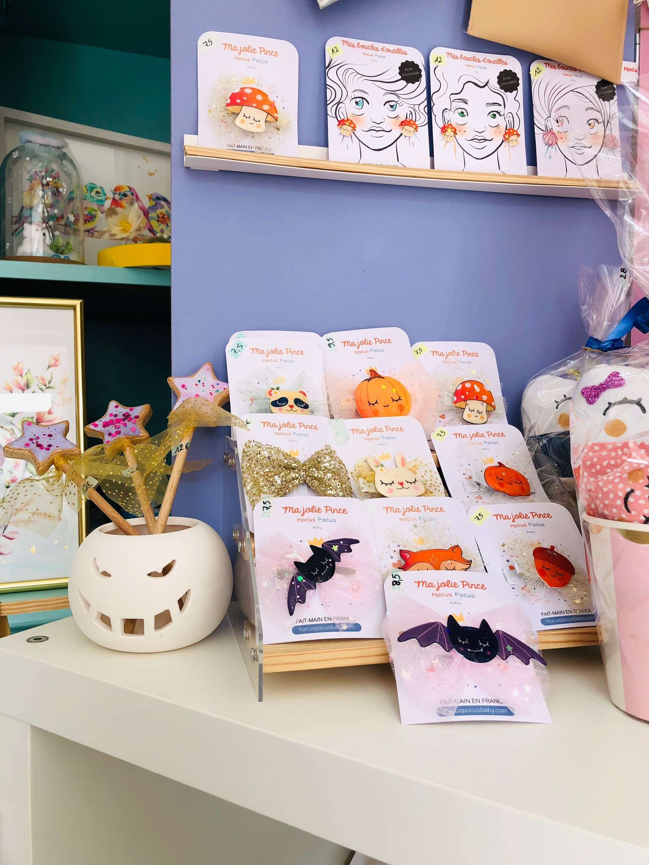 Mix - Illustrated girl's hair clip, Dalmatian, shell, panda...