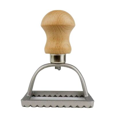 Ravioli cutter/stamp - Square - 7x7 cm - Aluminum - wooden handle - Made in Italy