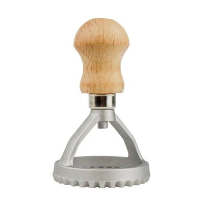 Ravioli cutter/stamp - Round - 4.2 cm - Aluminum - wooden handle - Made in Italy