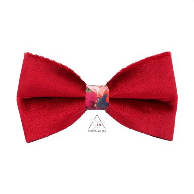 Noeud papillon en velours rouge profond