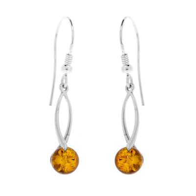 Cognac Amber Arch Drop Earrings with and Presentation Box
