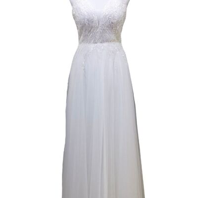 Ivory tulle and rhinestone evening dress