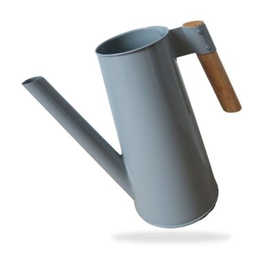 Zinc watering can 3l - small watering can for houseplants - perfect for watering or as a vintage decoration. Small watering can with wooden handle fits perfectly in the hand. Metal watering can in gray color