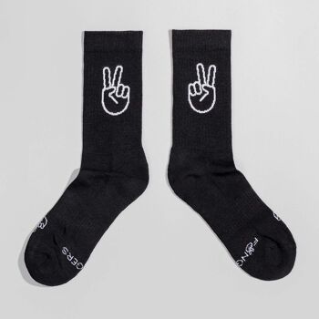 Chaussettes PEACE noir - en coton biologique - chaussettes de sport 2