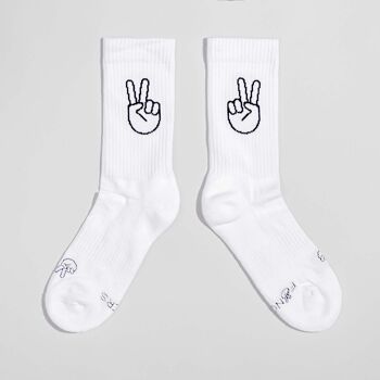 Chaussettes PEACE blanc - en coton biologique - chaussettes de sport 2