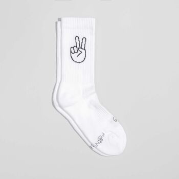 Chaussettes PEACE blanc - en coton biologique - chaussettes de sport 3