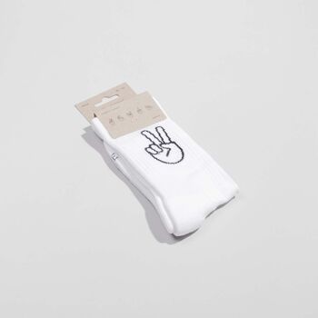 Chaussettes PEACE blanc - en coton biologique - chaussettes de sport 8
