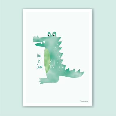 Children's poster A3 and A4 Croco green