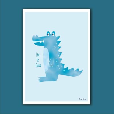 Affiche enfant A3 et A4 Croco bleu